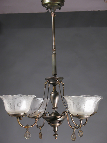 4-Light Gas Chandelier w/Serpentine Details